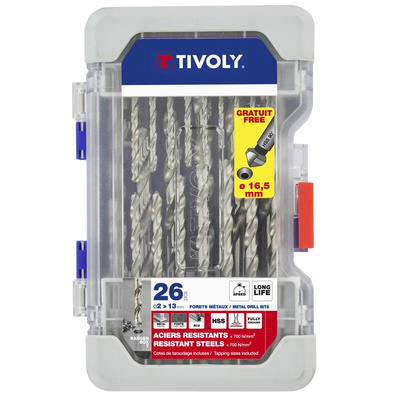Tivoly 26-Piece for Steel, 13mm Max, 2mm Min, HSS Bits
