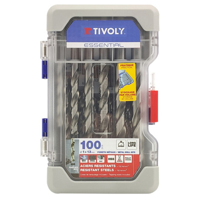 Tivoly 100-Piece for Steel, 13mm Max, 1mm Min, HSS Bits