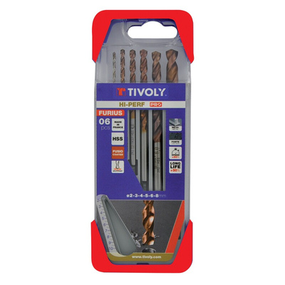 Tivoly 6-Piece for Steel, 8mm Max, 2mm Min, HSS Bits