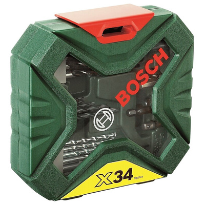 Bosch 34-Piece Masonry Drill Bit, Metal Drill Bit, Wood Drill Bit Set for Multi-Material, 8mm Max, 2mm Min