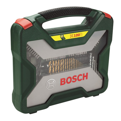 Bosch 100-Piece Masonry Drill Bit, Metal Drill Bit, Wood Drill Bit Set for Multi-Material, 32mm Max, 1mm Min