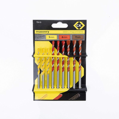 CK 9-Piece Twist Drill Bit Set Set for Masonry, 7mm Max, 5mm Min