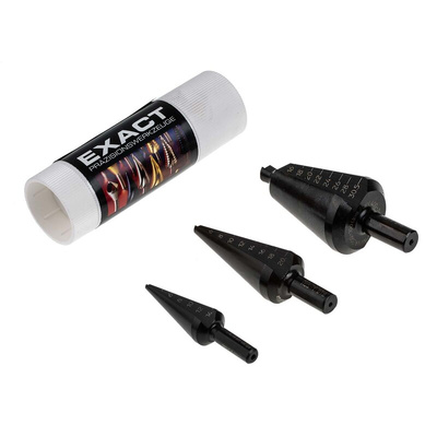 EXACT 3-Piece Step Drill Bit Set for Metal, 30.5mm Max, 3mm Min, HSS Bits