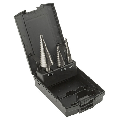 EXACT 3-Piece Step Drill Bit Set for Metal, 30mm Max, 4mm Min, HSS Bits