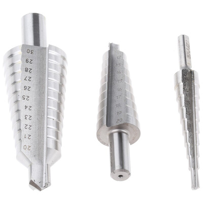 EXACT 3-Piece Step Drill Bit Set for Metal, 30mm Max, 4mm Min, HSS Bits