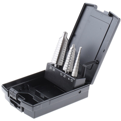 EXACT 3-Piece Step Drill Bit Set for Metal, 30mm Max, 4mm Min, HSS Bits