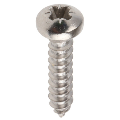 RS PRO Plain Stainless Steel Pan Head Self Tapping Screw, N°4 x 1/2in Long 13mm Long