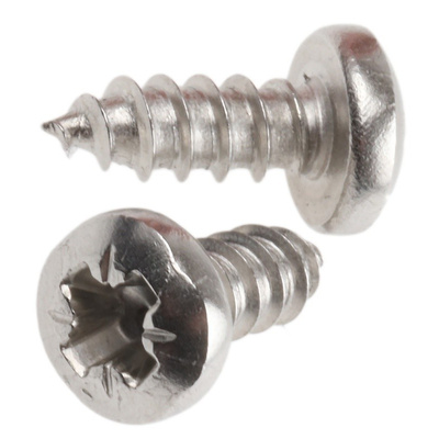 RS PRO Plain Stainless Steel Pan Head Self Tapping Screw, N°6 x 3/8in Long 9.5mm Long