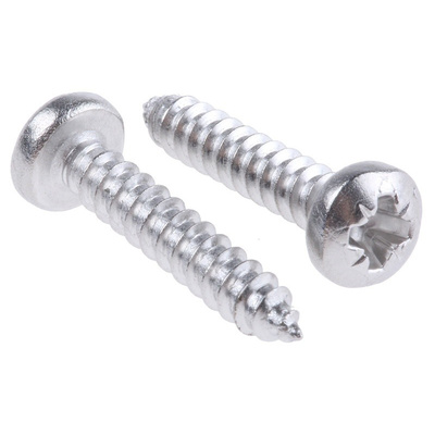 RS PRO Plain Stainless Steel Pan Head Self Tapping Screw, N°6 x 3/4in Long 19mm Long