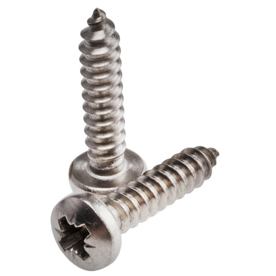 RS PRO Plain Stainless Steel Pan Head Self Tapping Screw, N°8 x 3/4in Long 19mm Long