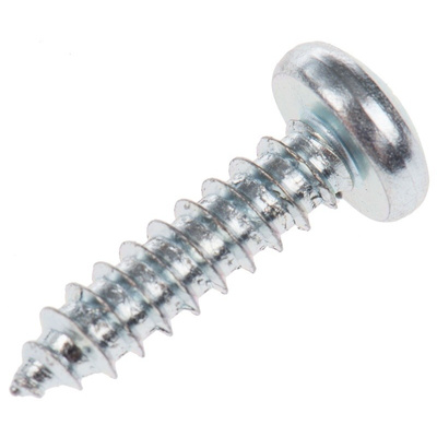 RS PRO Bright Zinc Plated Steel Pan Head Self Tapping Screw, N°10 x 3/4in Long 19mm Long