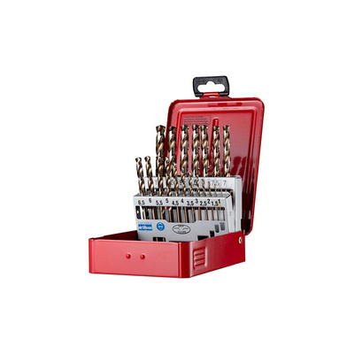 Dormer 19-Piece Twist Drill Bit Set for Multi-Material, 10mm Max, 1mm Min, HSS-E Bits