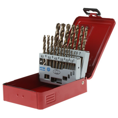 Dormer 19-Piece Twist Drill Bit Set for Multi-Material, 10mm Max, 1mm Min, HSS-E Bits