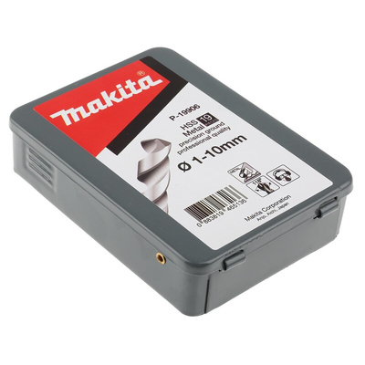 Makita 19-Piece Twist Drill Bit Set for Metal, 10mm Max, 1mm Min, HSS Bits