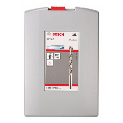 Bosch 19-Piece Twist Drill Bit Set for Metal, 10mm Max, 1mm Min, HSS-G Bits