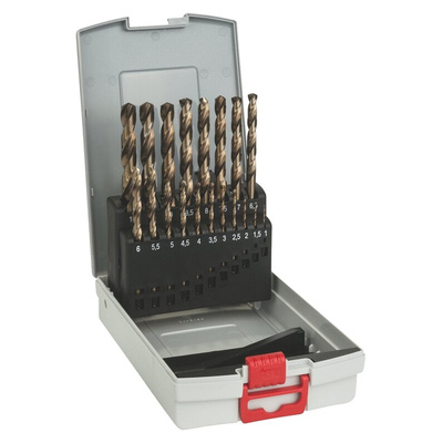Bosch 19-Piece Twist Drill Bit Set for Metal, 10mm Max, 1mm Min, HSS-Co Bits