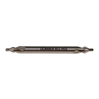 Dormer A225 Series HSS Centre Drill Bit, 1/8" → 3/64" Diameter, 38 mm Overall