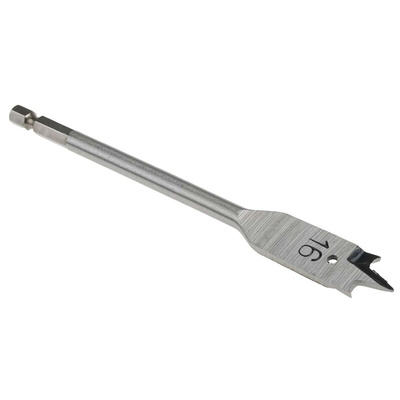 RS PRO Chrome Vanadium Steel Flat Wood Drill Bit, 16mm Diameter, 152.4 mm Overall