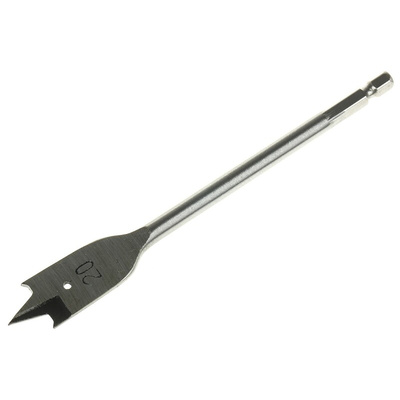 RS PRO Chrome Vanadium Steel Flat Wood Drill Bit, 20mm Diameter, 152.4 mm Overall