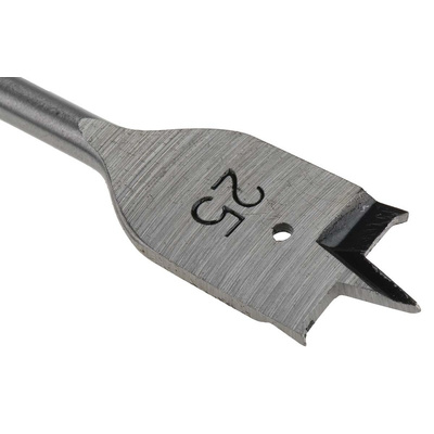 RS PRO Chrome Vanadium Steel Flat Wood Drill Bit, 25mm Diameter, 152.4 mm Overall
