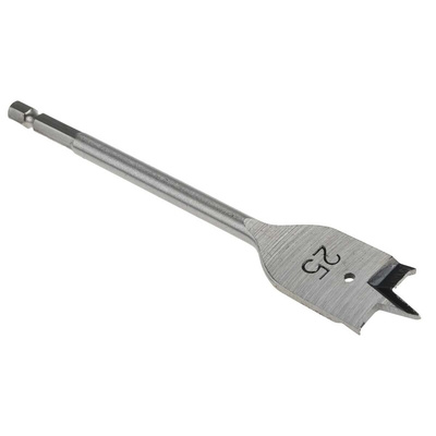 RS PRO Chrome Vanadium Steel Flat Wood Drill Bit, 25mm Diameter, 152.4 mm Overall