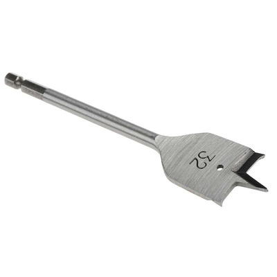 RS PRO Chrome Vanadium Steel Flat Wood Drill Bit, 32mm Diameter, 152.4 mm Overall