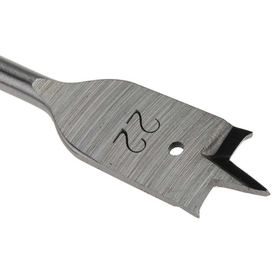 RS PRO Chrome Vanadium Steel Flat Wood Drill Bit, 22mm Diameter, 152.4 mm Overall
