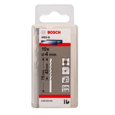 Bosch HSS-G Twist Drill Bit, 4mm Diameter, 75 mm Overall