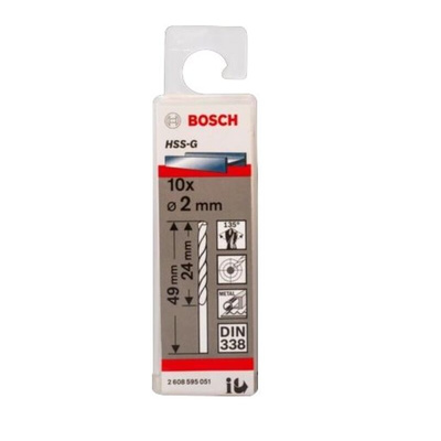 Bosch HSS-G Twist Drill Bit, 2mm Diameter, 49 mm Overall