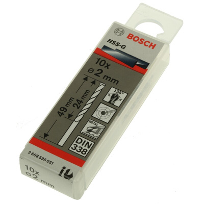 Bosch HSS-G Twist Drill Bit, 2mm Diameter, 49 mm Overall