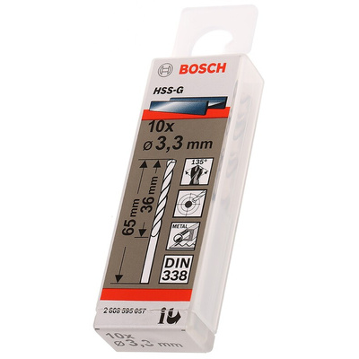 Bosch HSS-G Twist Drill Bit, 3.3mm Diameter, 65 mm Overall