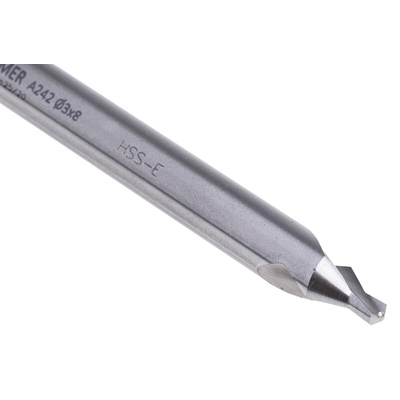 Dormer A2423 Series HSS-E Centre Drill Bit, 3 mm, 8 mm Diameter, 100 mm Overall