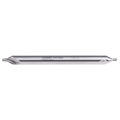 Dormer A2423 Series HSS-E Centre Drill Bit, 3 mm, 8 mm Diameter, 100 mm Overall