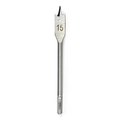 Gripit Steel Flat Wood Drill Bit, 15mm Diameter, 12 cm Overall