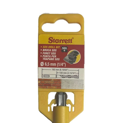 Starrett SDS Plus Series Carbide Tipped SDS Plus Drill Bit, 6.5mm Diameter, 160 mm Overall