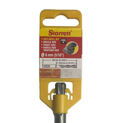 Starrett SDS Plus Series Carbide Tipped SDS Plus Drill Bit, 8mm Diameter, 160 mm Overall