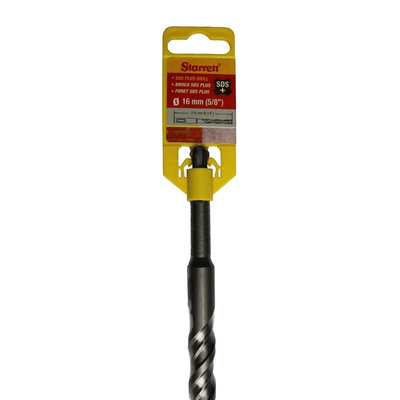 Starrett SDS Plus Series Carbide Tipped SDS Plus Drill Bit, 16mm Diameter, 210 mm Overall