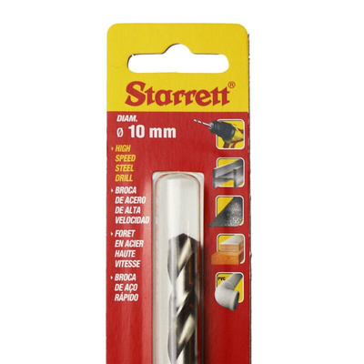 Starrett KBAR Series HSS Twist Drill Bit, 10mm Diameter, 133 mm Overall