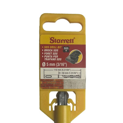 Starrett SDS Plus Series Carbide Tipped SDS Plus Drill Bit, 5mm Diameter, 110 mm Overall