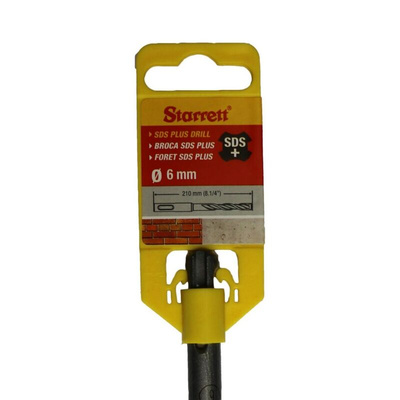 Starrett SDS Plus Series Carbide Tipped SDS Plus Drill Bit, 6mm Diameter, 210 mm Overall