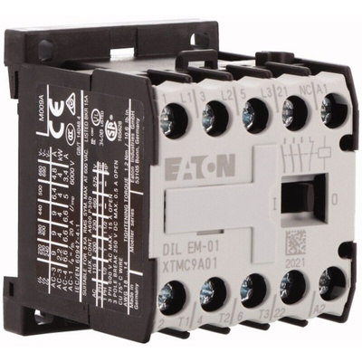 Eaton DILEM Series Contactor, 380 V ac Coil, 3-Pole, 9 A, 4 kW, 3NO, 380 V ac