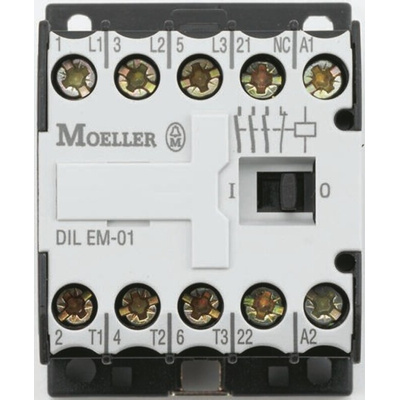 Eaton DILEM Series Contactor, 380 V ac Coil, 3-Pole, 9 A, 4 kW, 3NO, 380 V ac