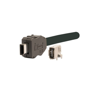 Hirose, IX Cable Mount Mini I/O Connector Plug, 10 Way, Shielded