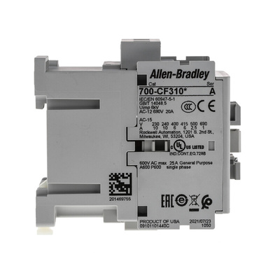 Allen Bradley 700C Series Contactor, 24 V ac Coil, 4-Pole, 10 A, 3NO + 1NC, 400 V ac