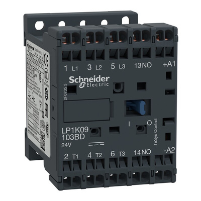 Schneider Electric LP1K Series Contactor, 24 V dc Coil, 3-Pole, 9 A, 4 kW, 3NO, 690 V ac