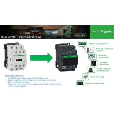 Schneider Electric CAD Contactor 2NO + 2NC, 10 A Contact Rating, TeSys D