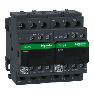 Schneider Electric LC2D Series Contactor, 24 V ac Coil, 3-Pole, 25 A, 11 kW, 3NO, 440 V ac