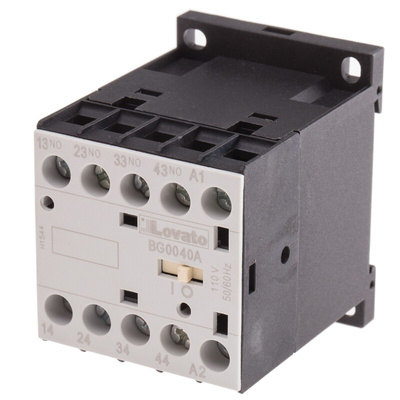 Lovato BG Series Contactor Relay, 110 V ac Coil, 4-Pole, 10 A, 4NO, 690 V ac