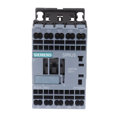 Siemens 3RT2 Series Contactor, 24 V ac Coil, 3-Pole, 7 A, 3 kW, 3NO, 400 V ac