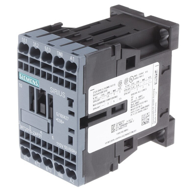 Siemens 3RT2 Series Contactor, 110 V ac Coil, 3-Pole, 7 A, 3 kW, 3NO, 400 V ac